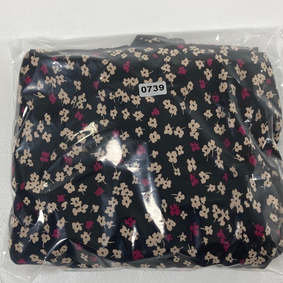 Jones New York Midi Dress Size 12 Women Black Floral Short Sleeve V Neck Pull On - Picture 16 of 16